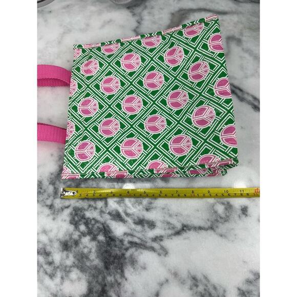 Old Navy Colorful Retro Green/Pink Peace Sign Insulated Market Tote - Picture 6 of 7